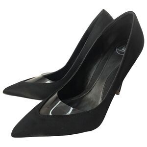Missguided Black Satin Stiletto Heels Pumps Size 8